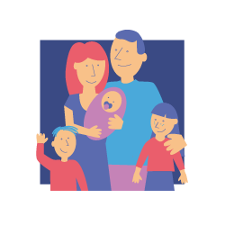 Logo programu Karta Dużej Rodziny - pięcioosobowa rodzina w wersji rysunkowej