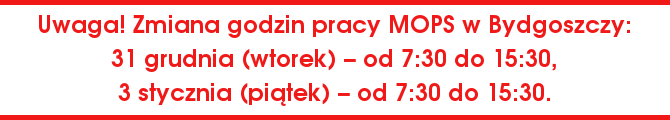 Zmiana godzin pracy Ośrodka w okresie świąteczno-noworocznym